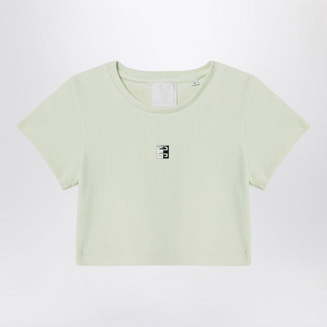 Givenchy Light green ribbed cropped T-shirt