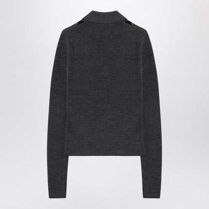 GANNI Grey polo with wool diamonds