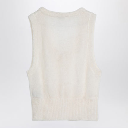 GANNI White mohair lace-up vest