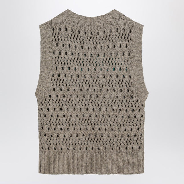 GANNI Perforated vest with logo inlay