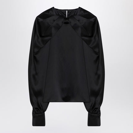 Max Mara Pianoforte Black silk satin blouse