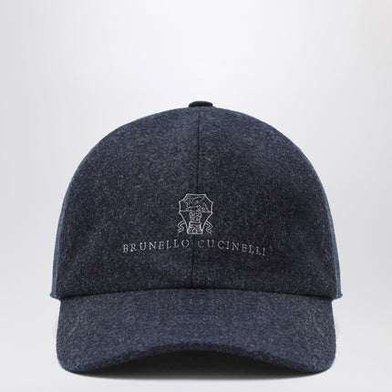 Brunello Cucinelli Grey-blue wool baseball cap