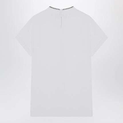 Brunello Cucinelli White crew-neck T-shirt with pendant