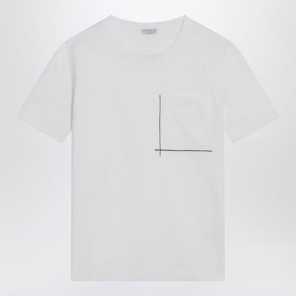 Brunello Cucinelli White cotton t-shirt with shiny pocket