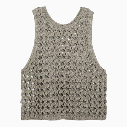Brunello Cucinelli Dark green perforated cotton-blend tank top