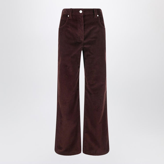 Brunello Cucinelli Wide-leg bordeaux velvet trousers