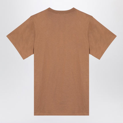 Max Mara Oversized beige cotton T-shirt with logo embroidery