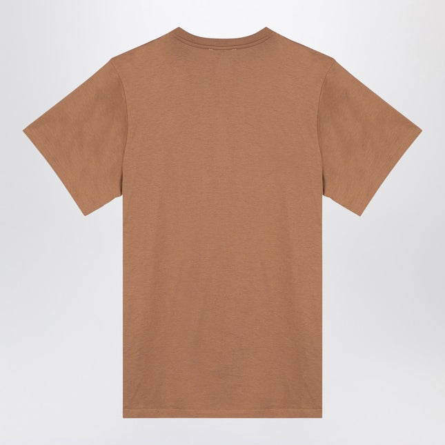 Max Mara Oversized beige cotton T-shirt with logo embroidery