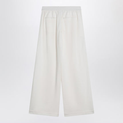 Brunello Cucinelli Wide white trousers in cotton and silk