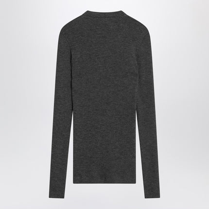 Brunello Cucinelli Dark grey ribbed wool sweater