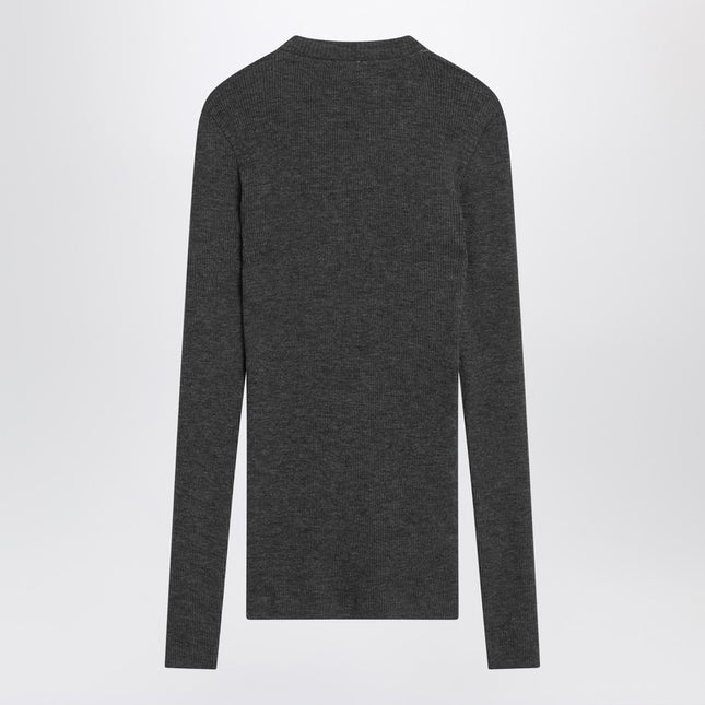 Brunello Cucinelli Dark grey ribbed wool sweater