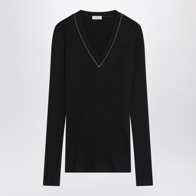 Brunello Cucinelli Blue ribbed wool sweater