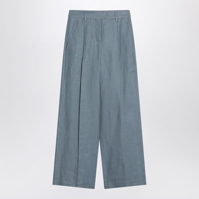 Brunello Cucinelli Wide avio-colored trousers in linen blend