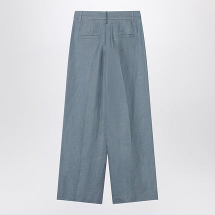 Brunello Cucinelli Wide avio-colored trousers in linen blend