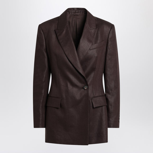 Brunello Cucinelli Shiny brown linen twill jacket