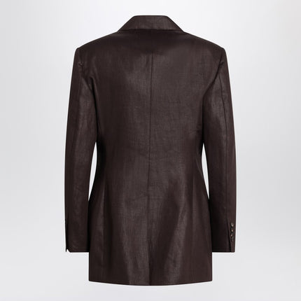 Brunello Cucinelli Shiny brown linen twill jacket
