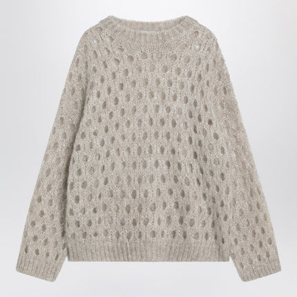 Brunello Cucinelli Beige openwork mohair-blend sweater