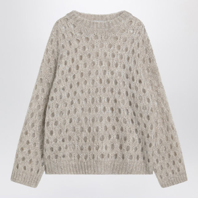 Brunello Cucinelli Beige openwork mohair-blend sweater