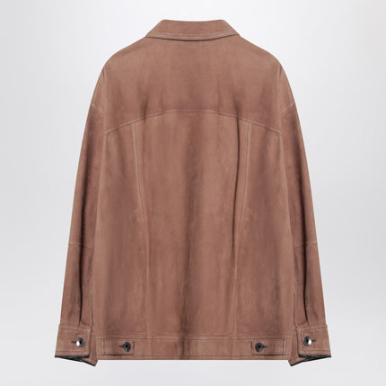 Brunello Cucinelli Brown leather overshirt jacket