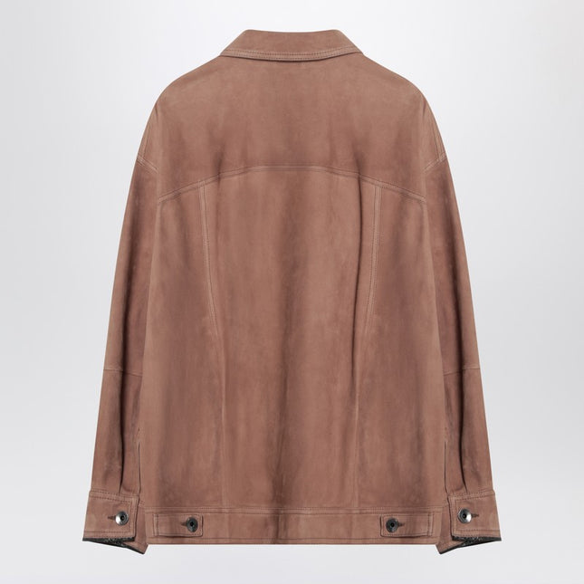 Brunello Cucinelli Brown leather overshirt jacket
