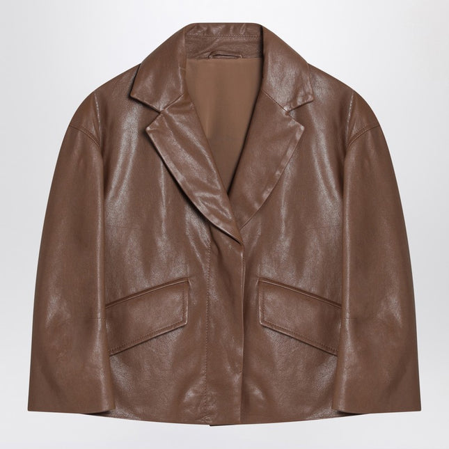 Brunello Cucinelli Brown cropped leather jacket
