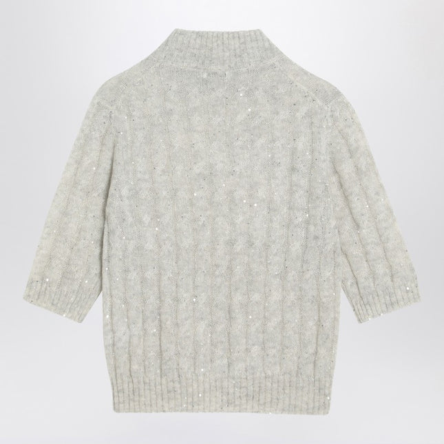 Brunello Cucinelli Light grey cable-knit sweater in mohair blend