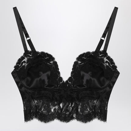 Dolce & Gabbana Dolce&Gabbana Black bralette top in silk satin and lace