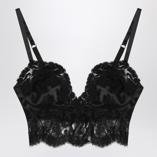 Dolce & Gabbana Dolce&Gabbana Black bralette top in silk satin and lace