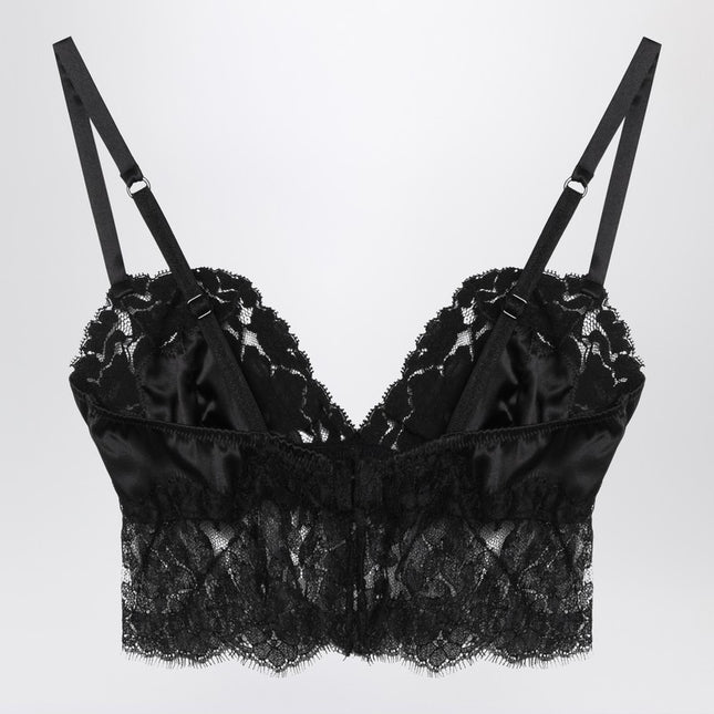 Dolce & Gabbana Dolce&Gabbana Black bralette top in silk satin and lace