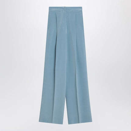 Max Mara Pianoforte Wide-leg sky blue trousers in silk