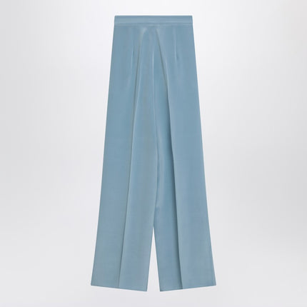 Max Mara Pianoforte Wide-leg sky blue trousers in silk