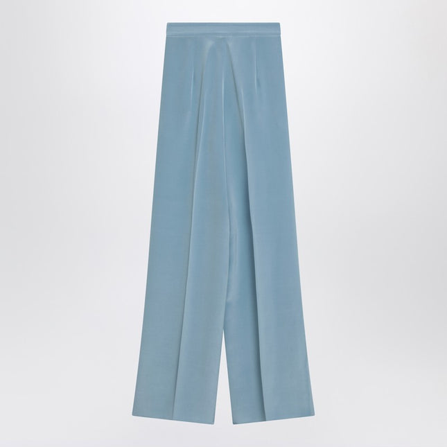 Max Mara Pianoforte Wide-leg sky blue trousers in silk