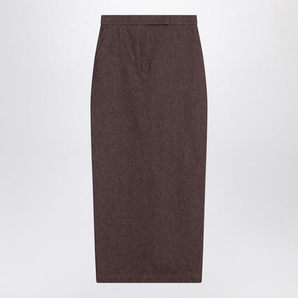 Max Mara Long brown skirt in denim effect