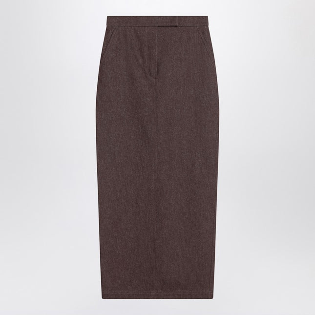 Max Mara Long brown skirt in denim effect