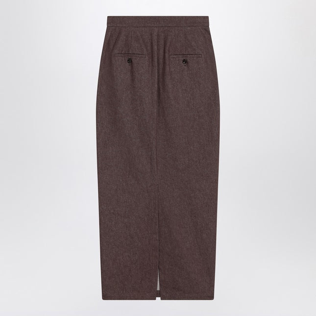 Max Mara Long brown skirt in denim effect