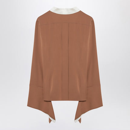 Max Mara Camel silk colour-block shirt