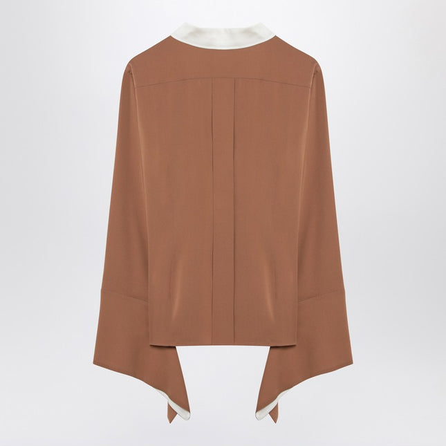 Max Mara Camel silk colour-block shirt