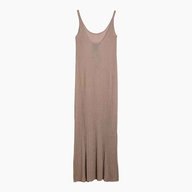 Max Mara Pianoforte Light yellow long dress with lurex in viscose