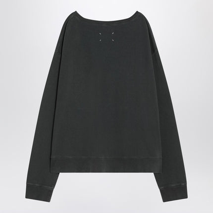 Maison Margiela Faded black sweatshirt with printed logo