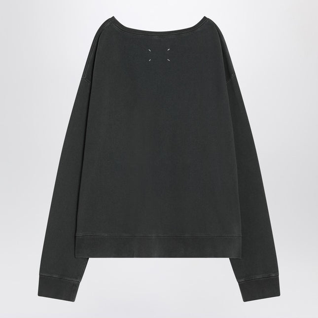 Maison Margiela Faded black sweatshirt with printed logo