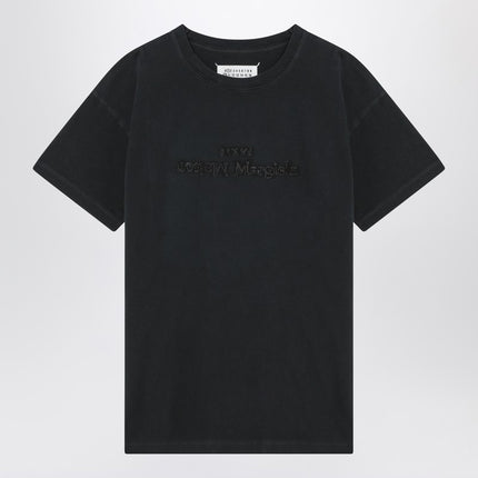Maison Margiela Washed black T-shirt with embroidered logo