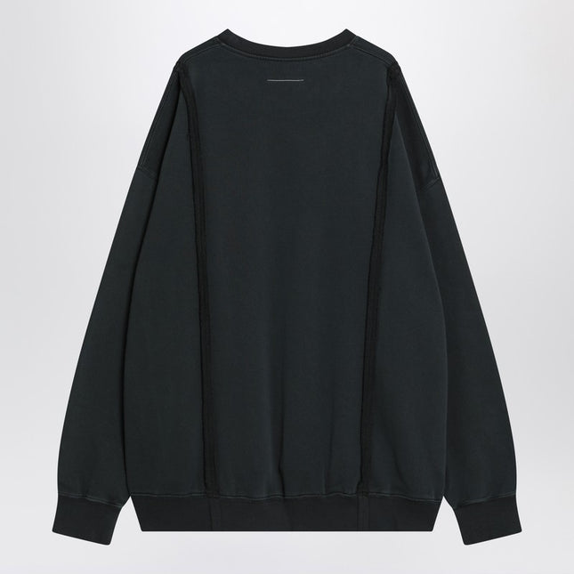 MM6 Maison Margiela Black sweatshirt with Numeric logo in cotton