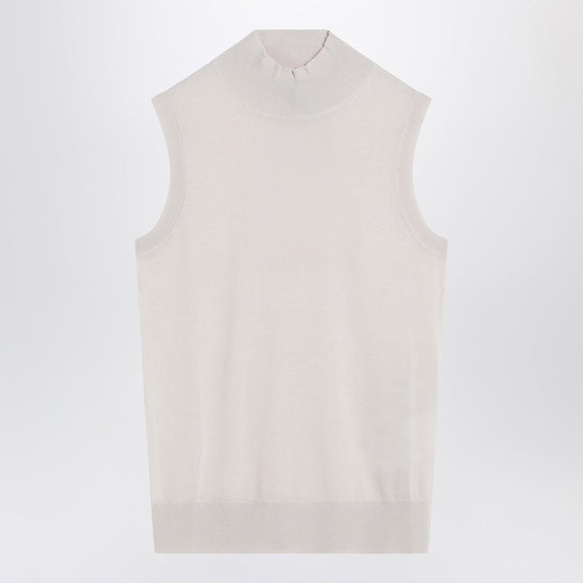 S Max Mara White turtleneck vest in wool