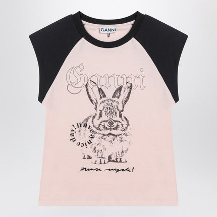 GANNI Pink T-shirt with logo print