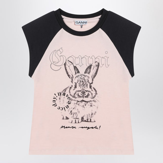GANNI Pink T-shirt with logo print