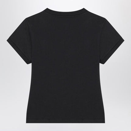 GANNI Washed black T-shirt with poodle print