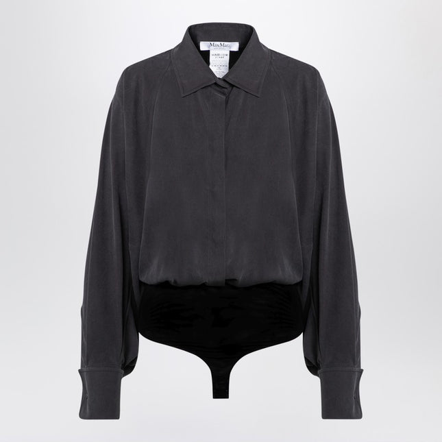 Max Mara Anthracite grey silk body shirt
