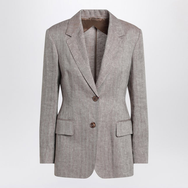 Max Mara Studio Beige single-breasted linen jacket