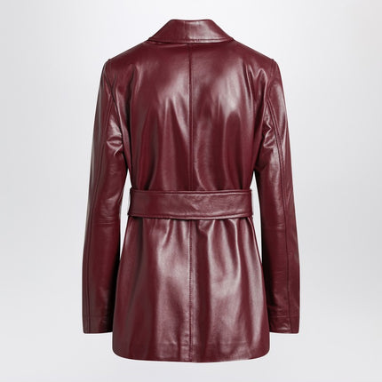 Max Mara Studio Jacket with belt in Bordeaux nappa leather