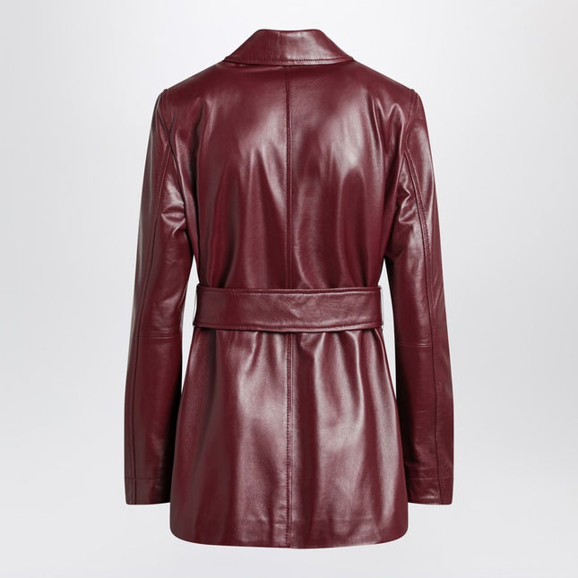 Max Mara Studio Jacket with belt in Bordeaux nappa leather